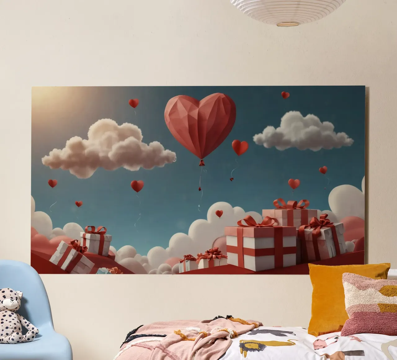Festeggiamento di San Valentino con palloncini a forma di cuore alluminio dibond da DesignDoodle
