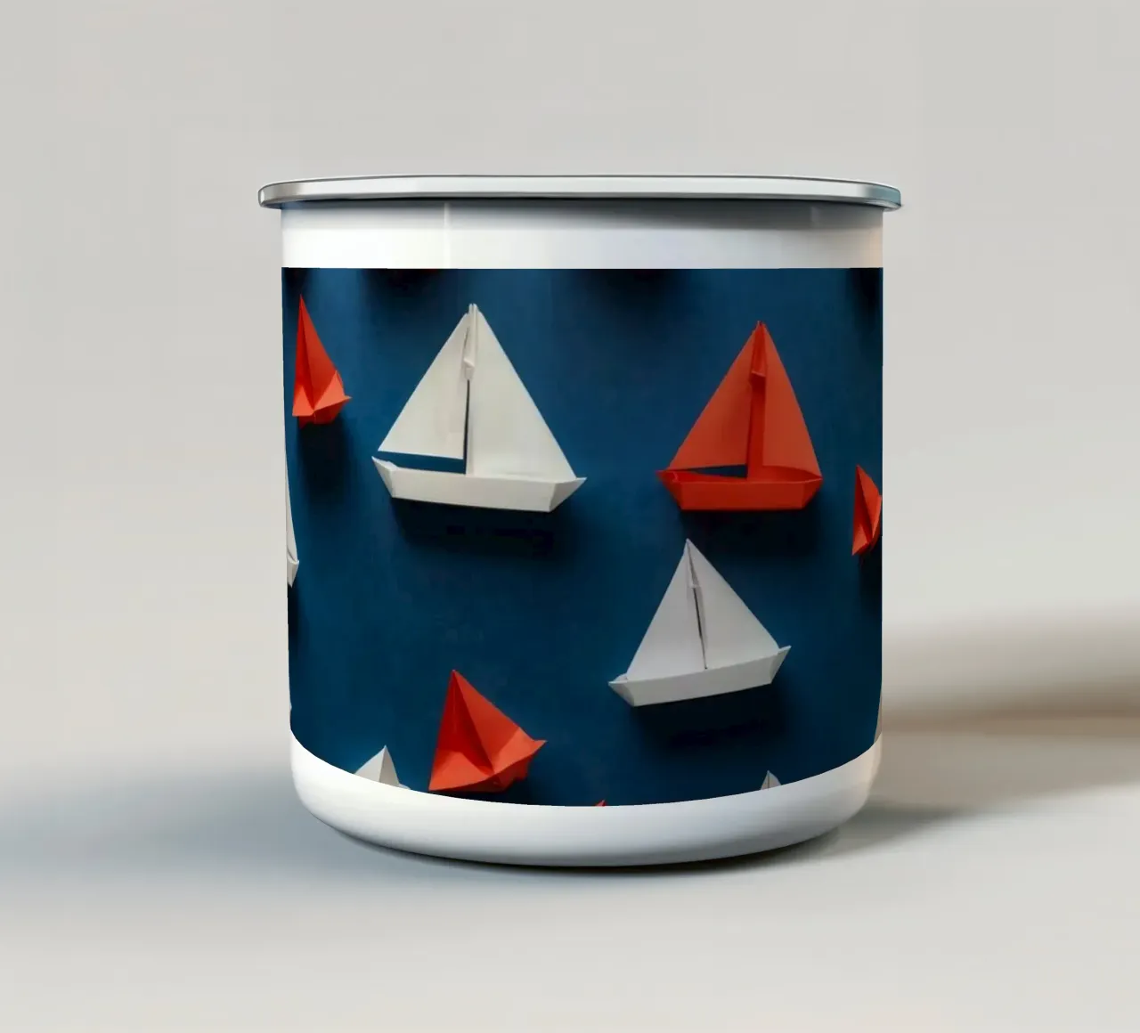 un'atmosfera romantica per San Valentino con le barchette di carta tazza in smalto da DesignDoodle