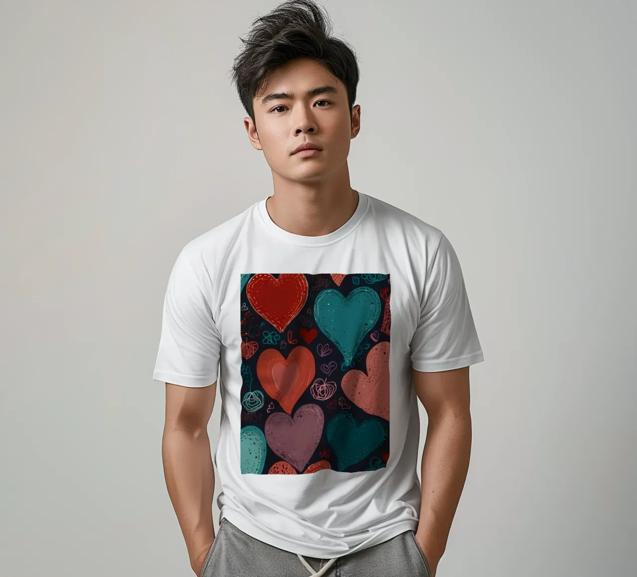 Colorful heart patterns create a festive atmosphere t-shirt by DesignDoodle