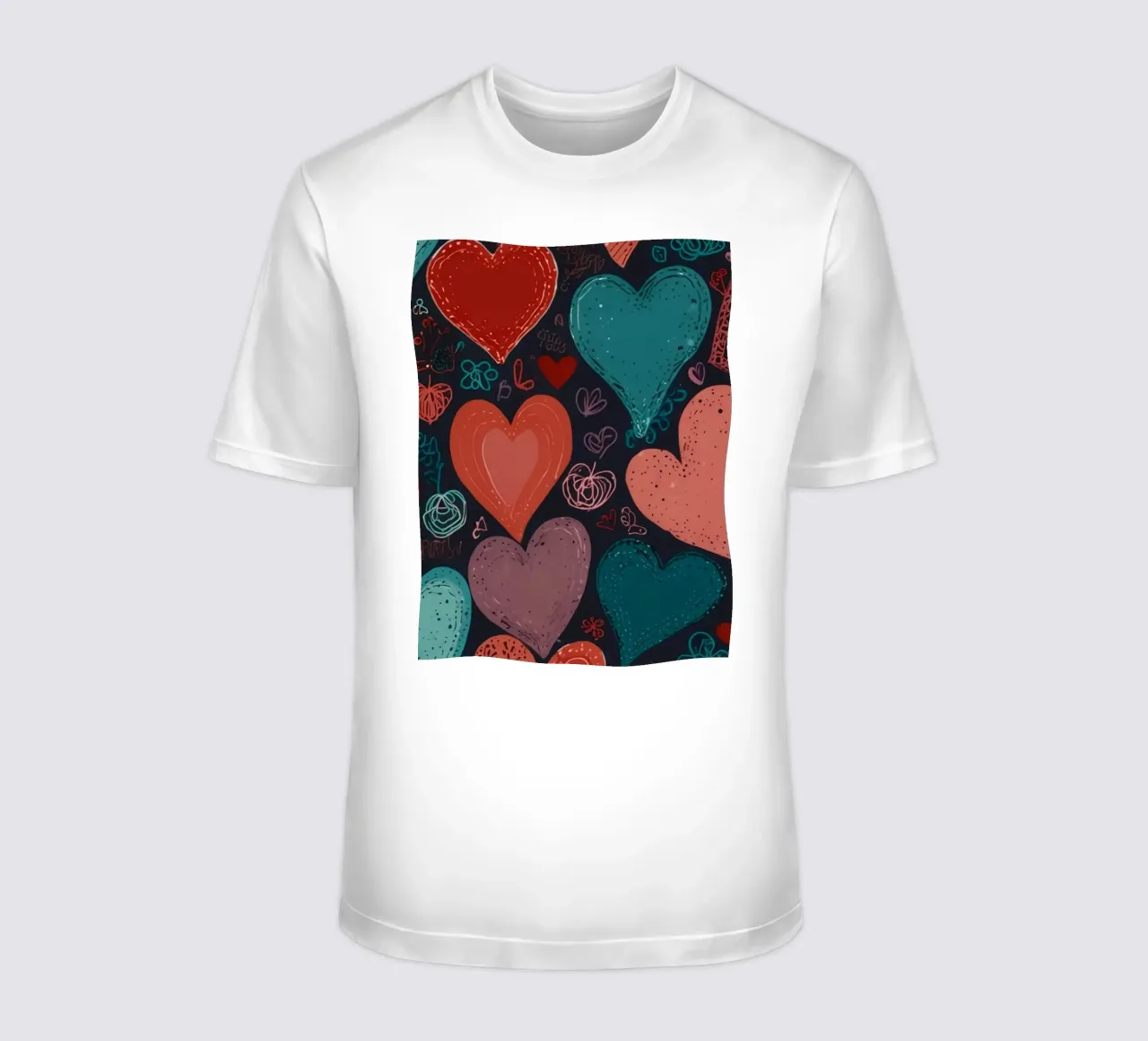 Colorful heart patterns create a festive atmosphere t-shirt by DesignDoodle