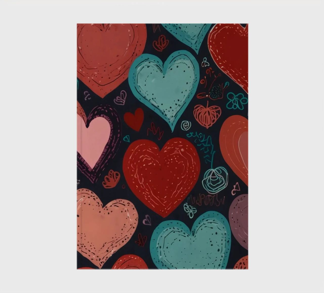 Colorful heart patterns create a festive atmosphere notebook by DesignDoodle