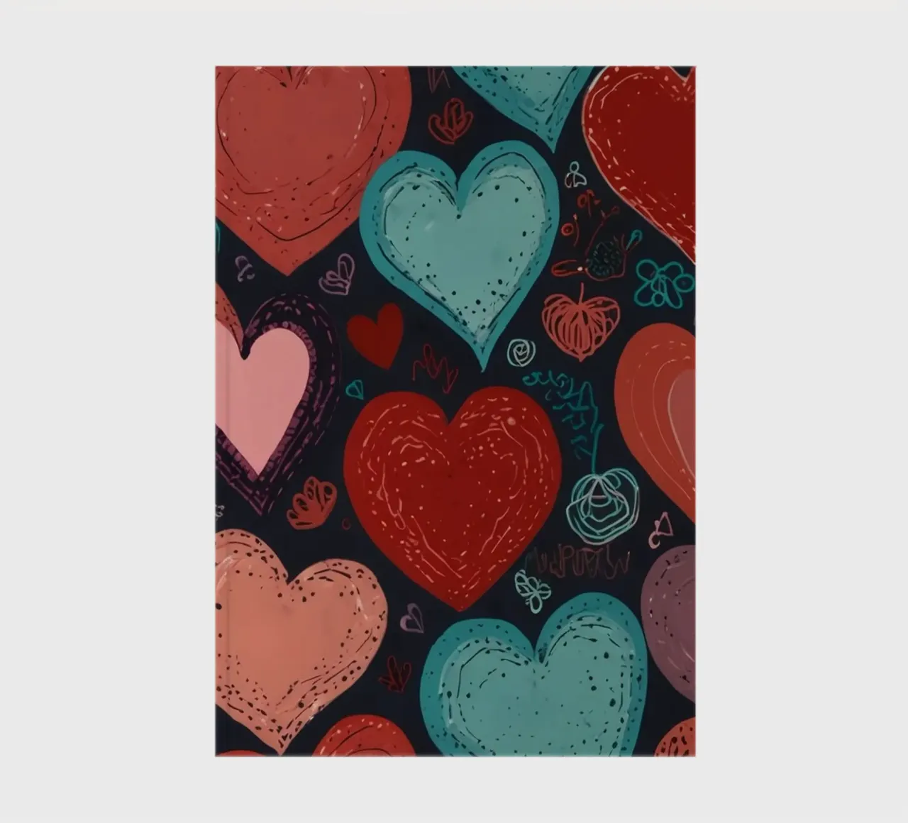 Les motifs de cœurs colorés créent une atmosphère festive carnet de notes de DesignDoodle