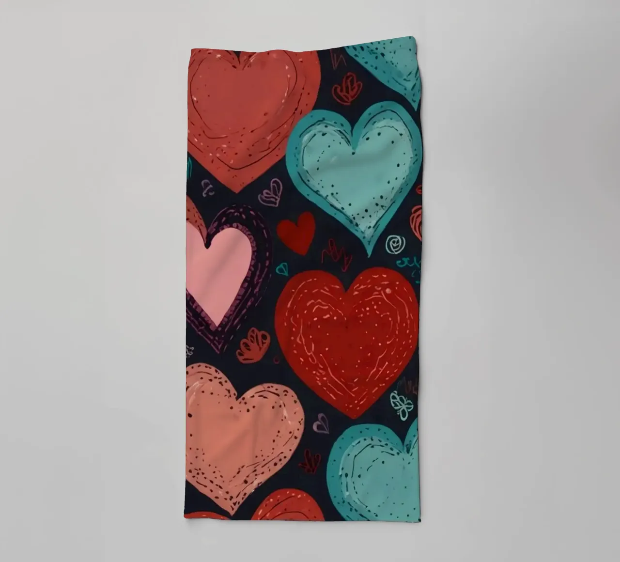 Les motifs de cœurs colorés créent une atmosphère festive serviette de bain de DesignDoodle