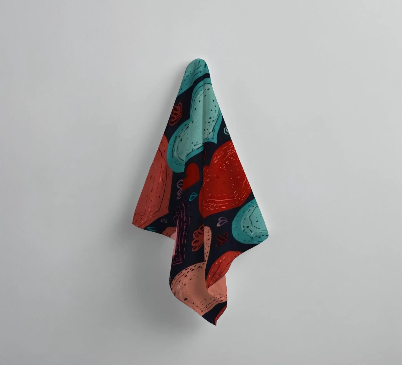 Colorful heart patterns create a festive atmosphere towel by DesignDoodle