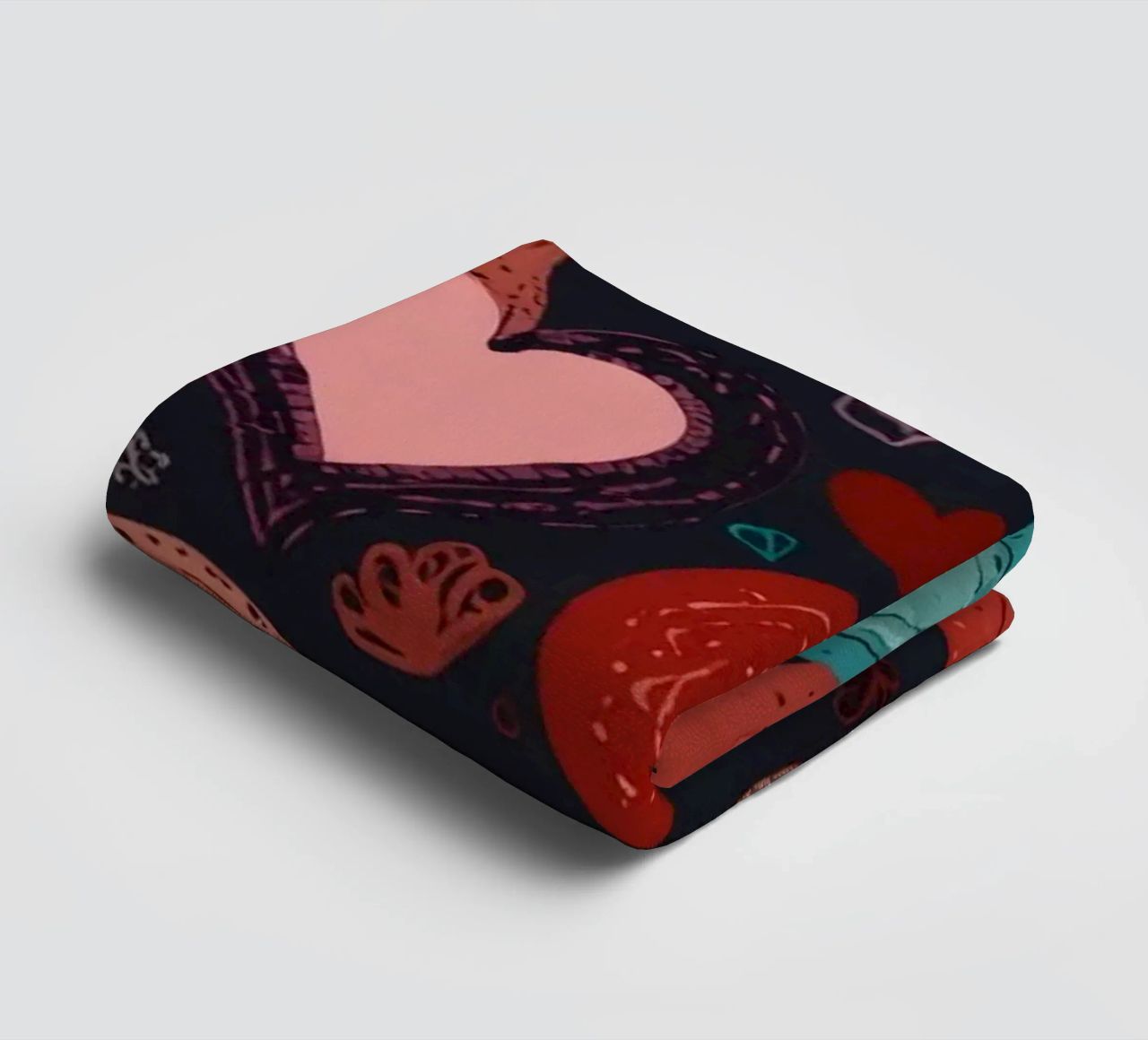 Colorful heart patterns create a festive atmosphere towel by DesignDoodle