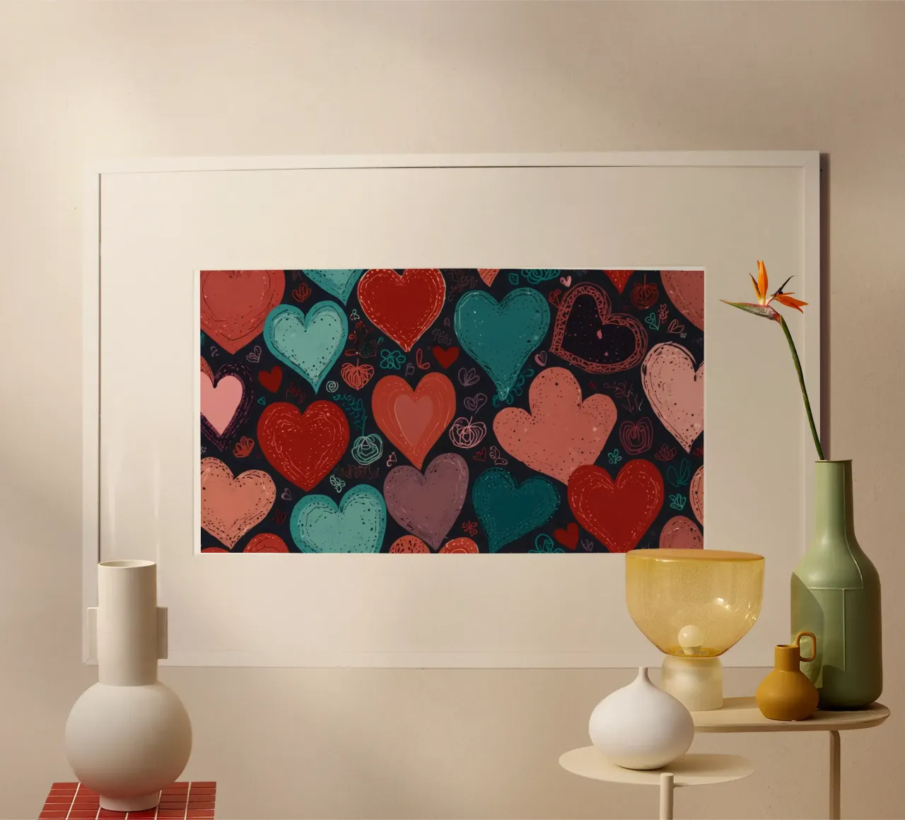 Colorful heart patterns create a festive atmosphere hahnemühle by DesignDoodle