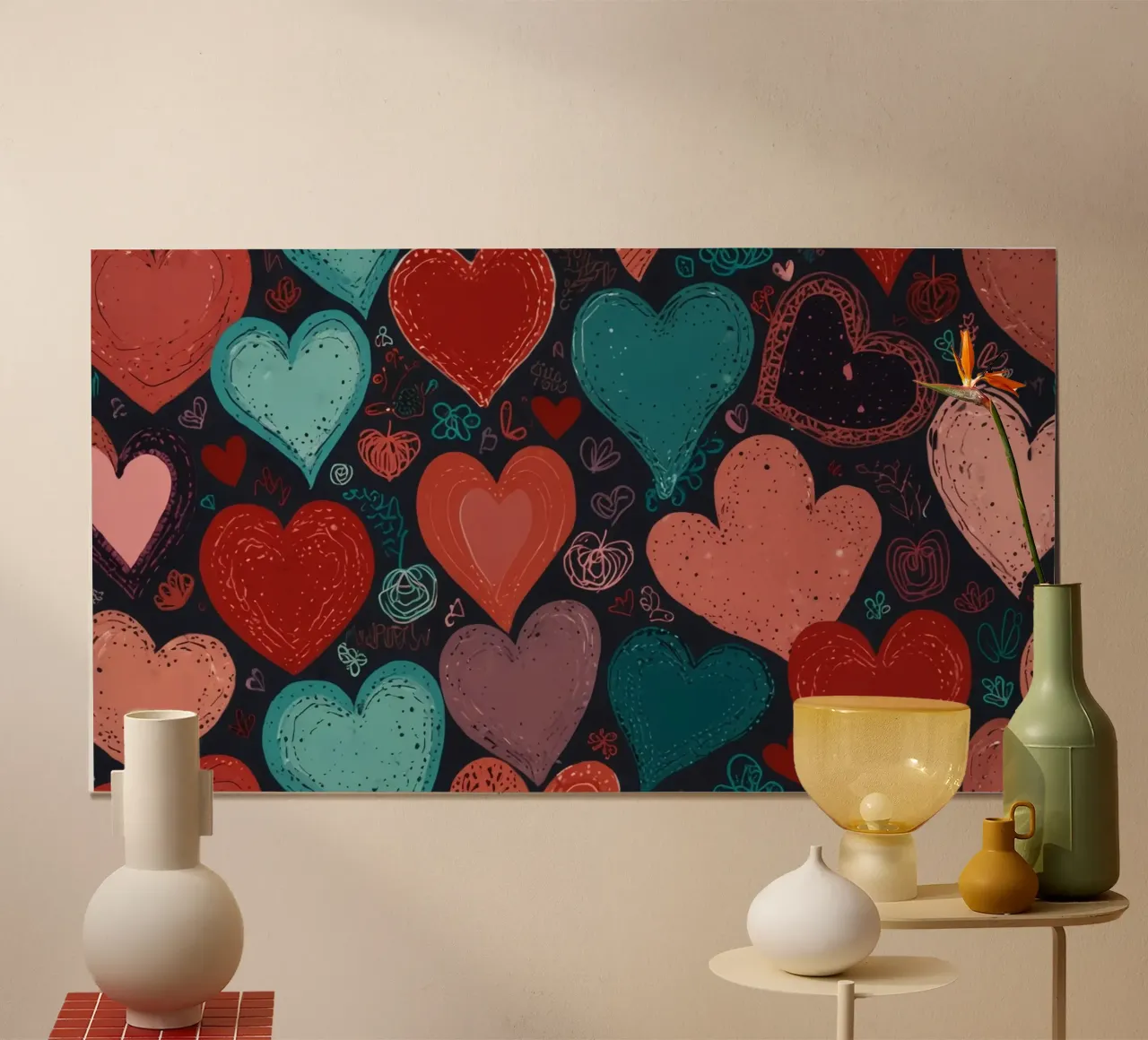Colorful heart patterns create a festive atmosphere hahnemühle by DesignDoodle