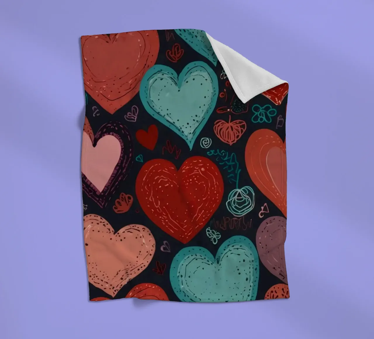Colorful heart patterns create a festive atmosphere fleece blanket by DesignDoodle