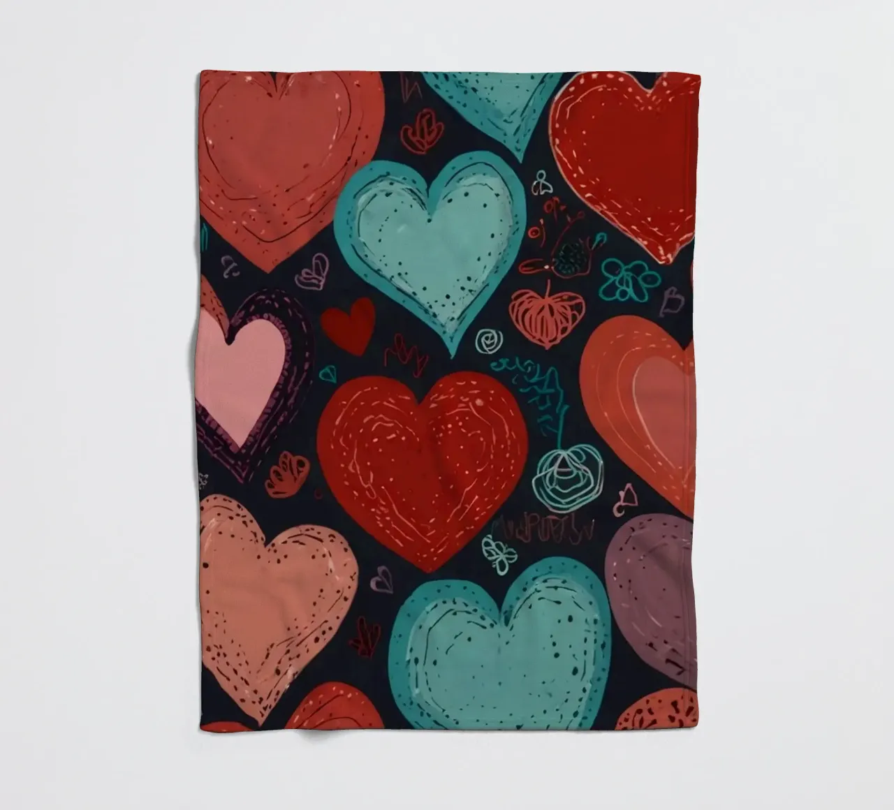 Colorful heart patterns create a festive atmosphere fleece blanket by DesignDoodle