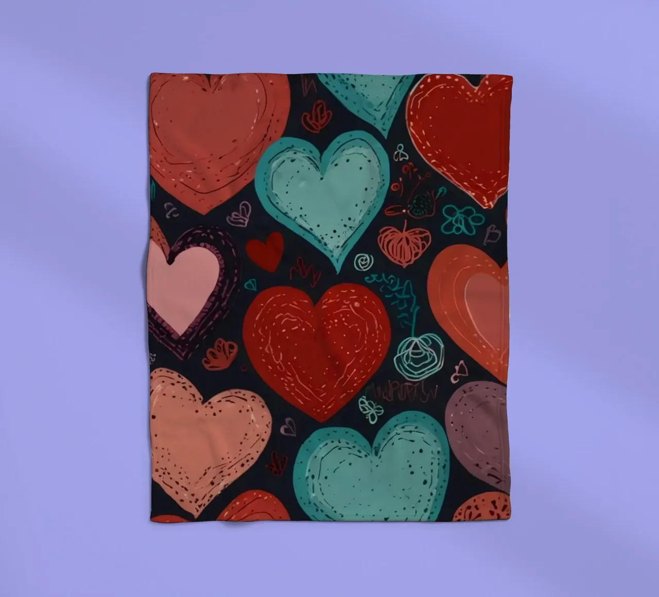 Colorful heart patterns create a festive atmosphere fleece blanket by DesignDoodle