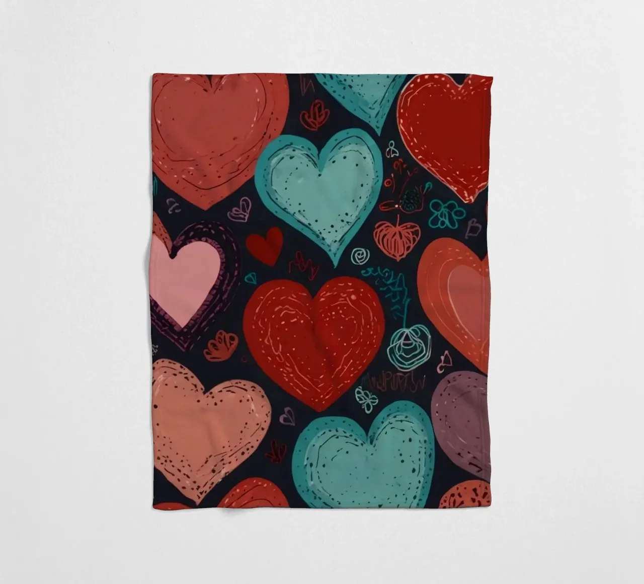 Colorful heart patterns create a festive atmosphere fleece blanket by DesignDoodle