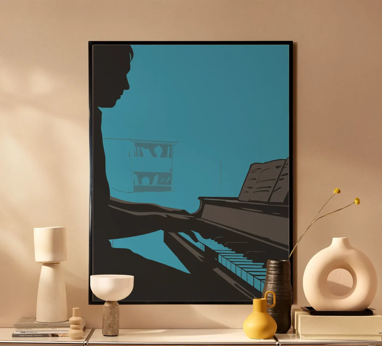 Suonare il pianoforte poster con telaio in plastica da MUSIC EDITION