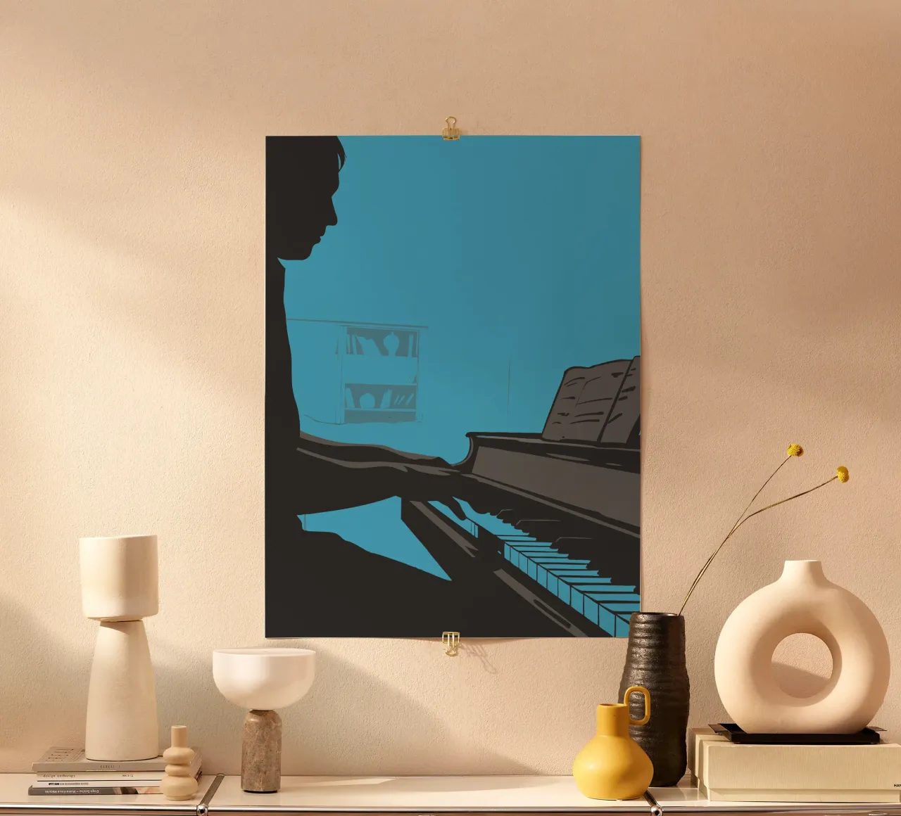 Suonare il pianoforte poster con telaio in plastica da MUSIC EDITION