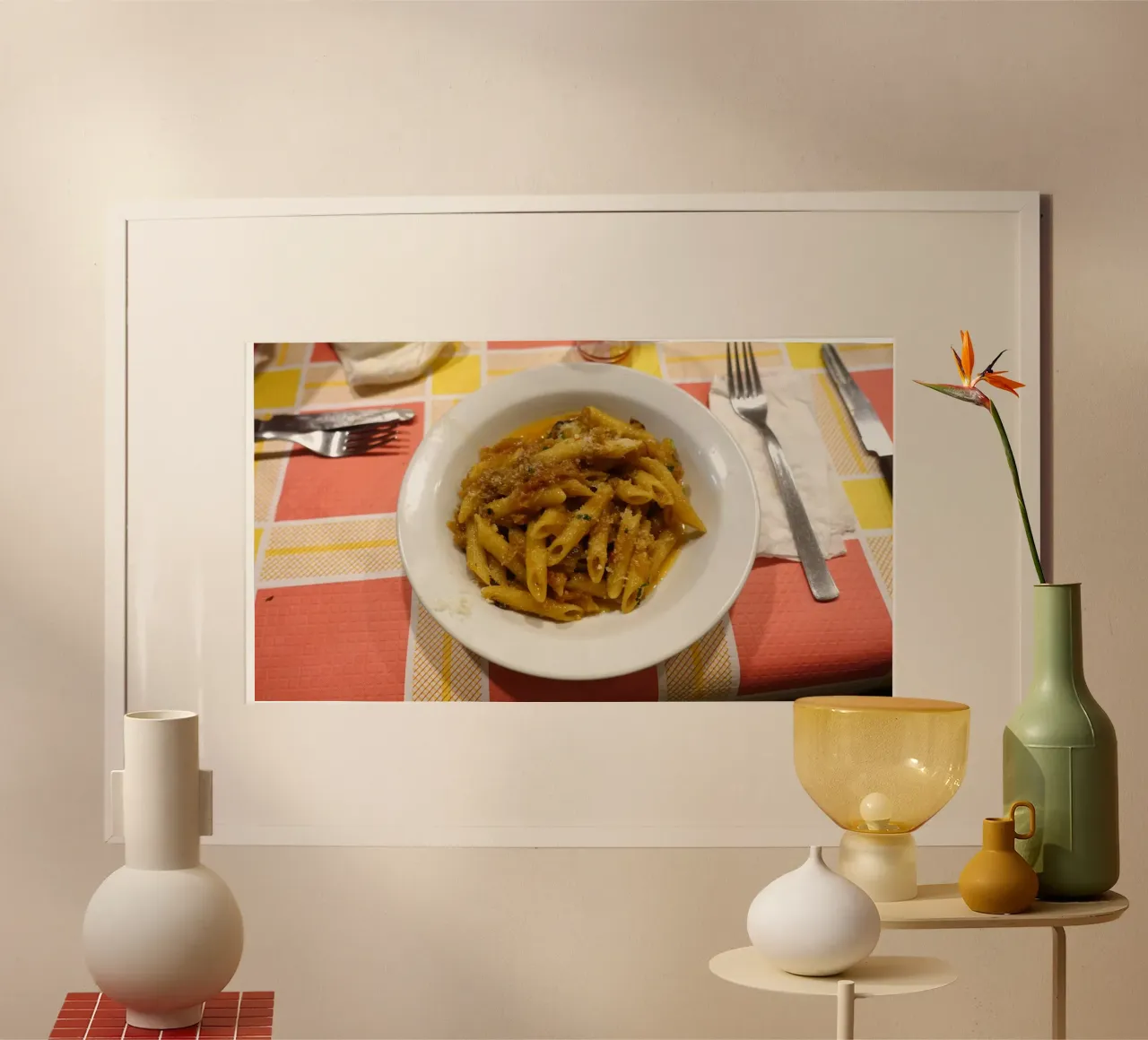 Penne alla genovese poster con telaio in plastica da Massimo Frascogna