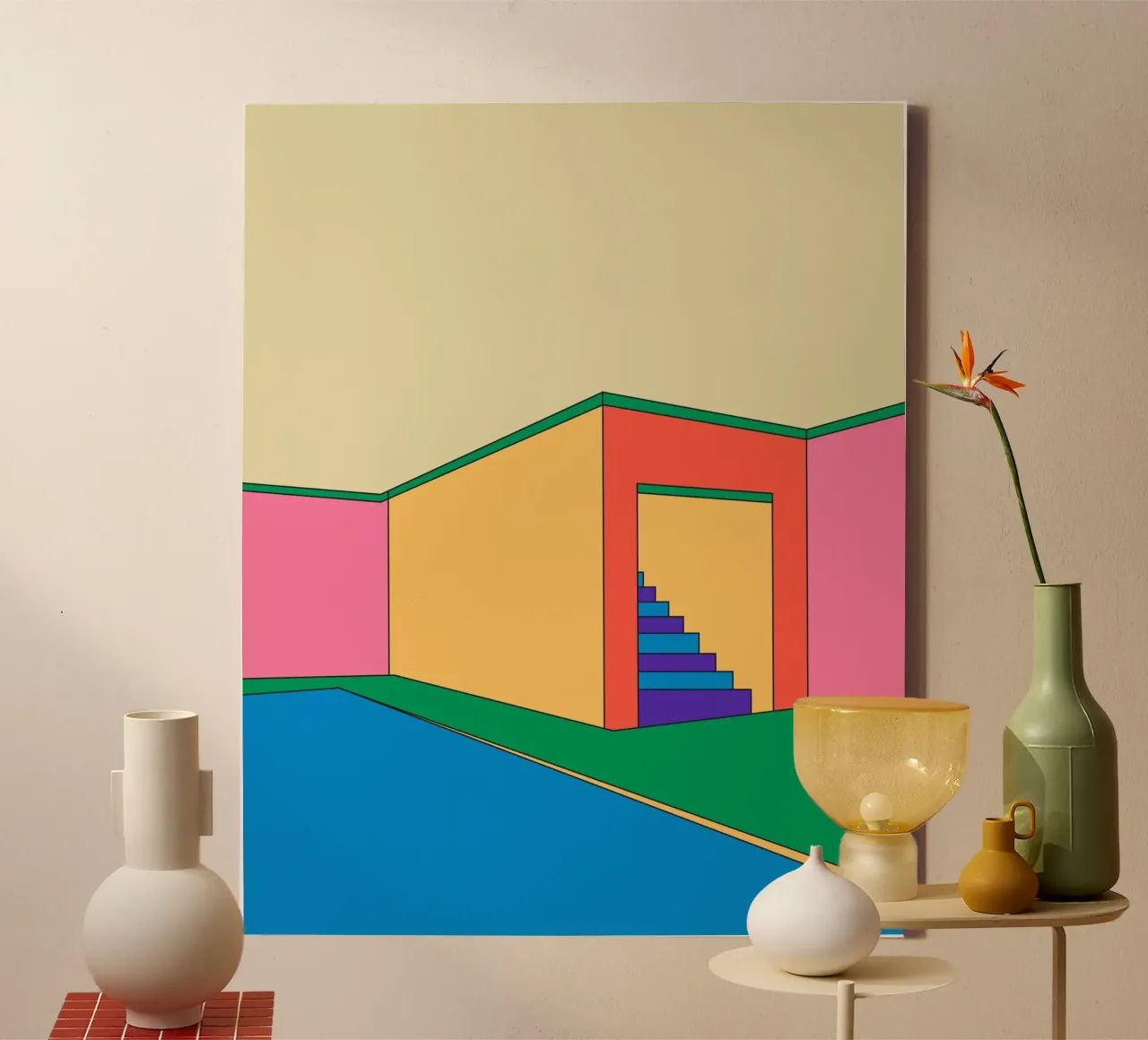 Building Retro tela con Cornice a cassetta da galihstudio