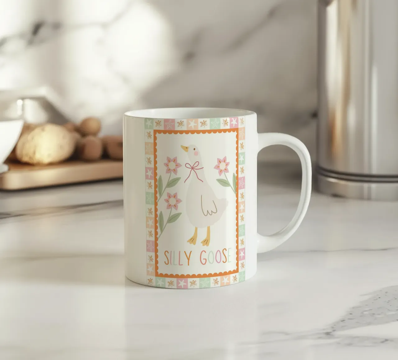 Dwaze gans print, dwaze gans poster, kinderkamer print keramische mok van SunshinePrints