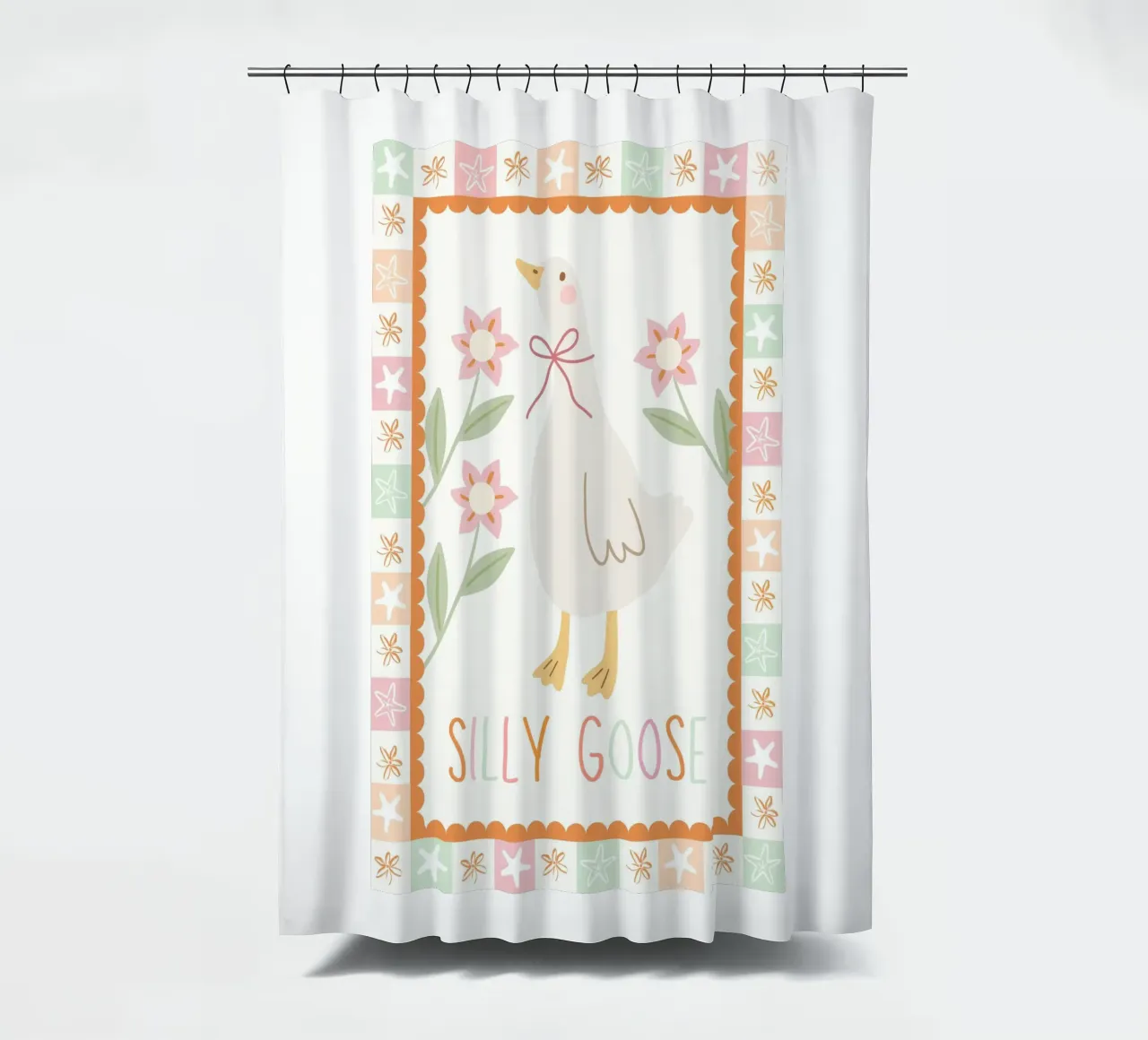 Dwaze gans print, dwaze gans poster, kinderkamer print douchegordijn van SunshinePrints