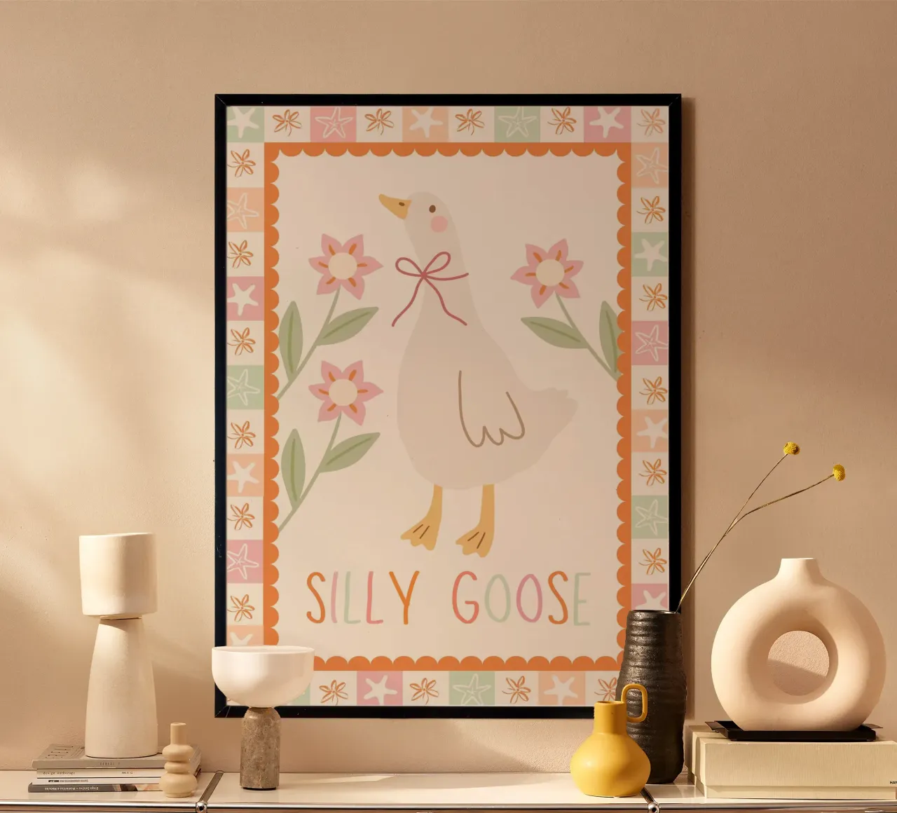 Dwaze gans print, dwaze gans poster, kinderkamer print poster van SunshinePrints