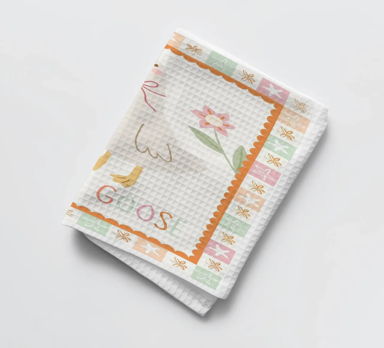Dwaze gans print, dwaze gans poster, kinderkamer print theedoek van SunshinePrints