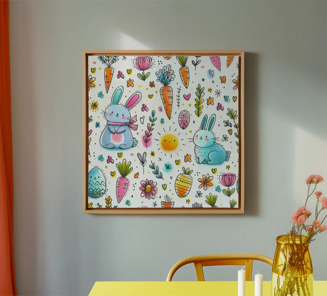 Paashaas krabbels canvas met Baklijst van Happy Littles