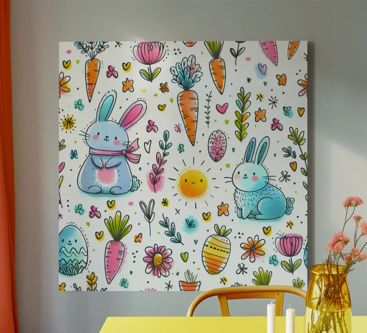 Paashaas krabbels canvas met Baklijst van Happy Littles