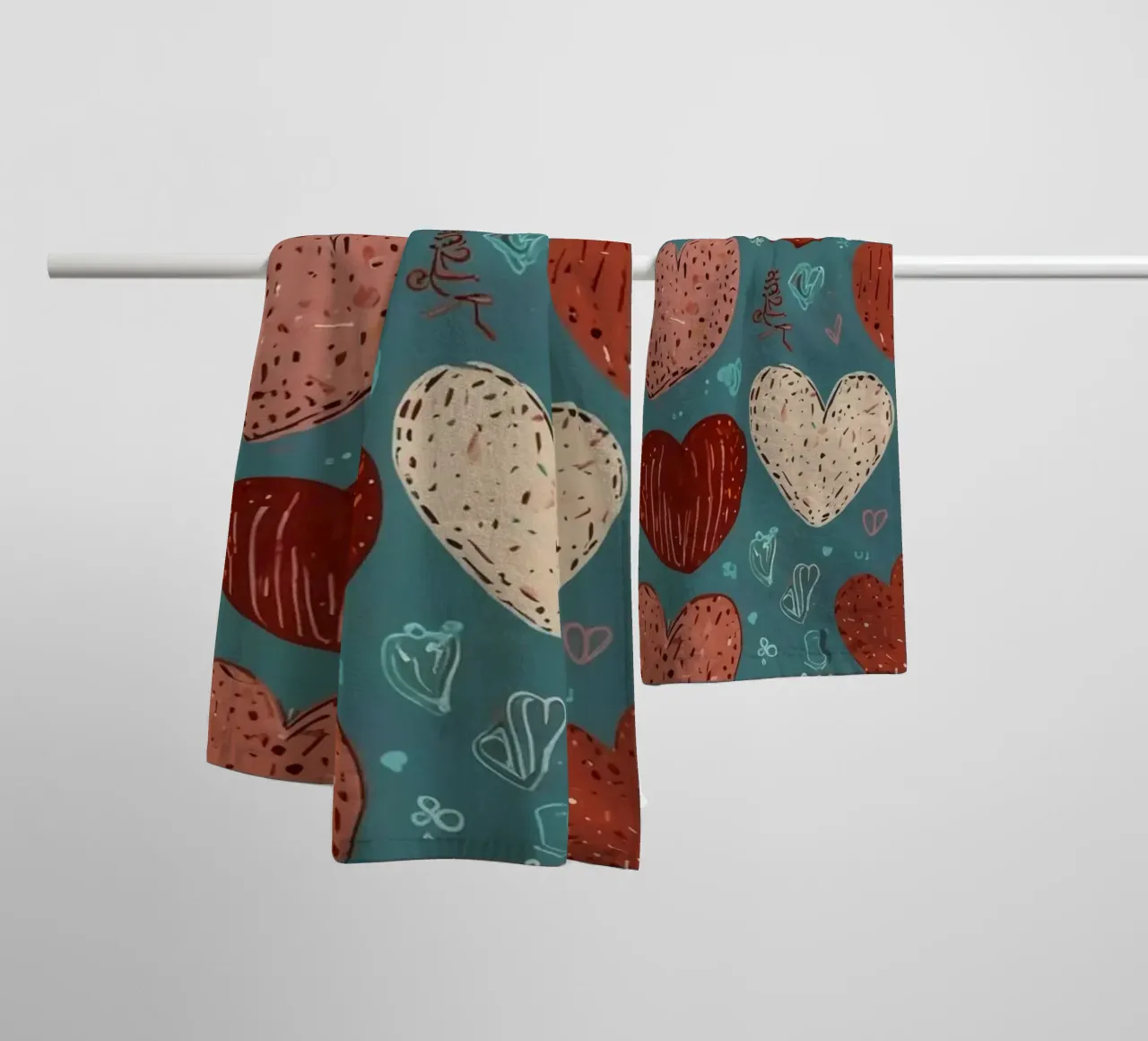 heart patterns for Valentine's Day celebration and romantic towel by DesignDoodle