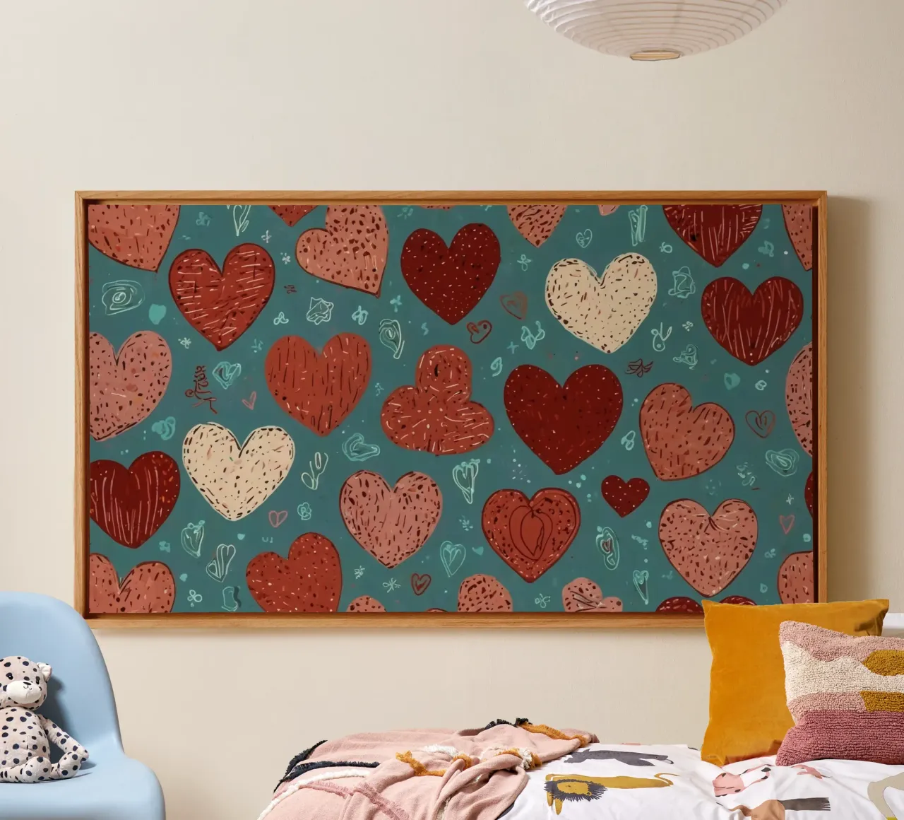heart patterns for Valentine's Day celebration and romantic canvas with Floater frame by DesignDoodle