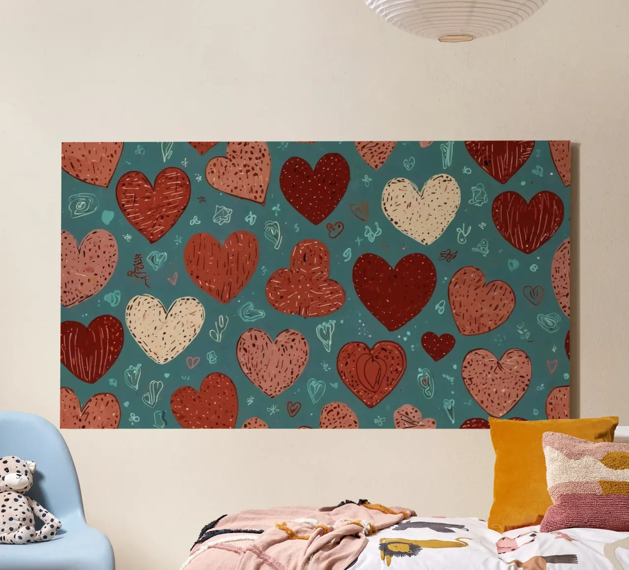 heart patterns for Valentine's Day celebration and romantic canvas with Floater frame by DesignDoodle