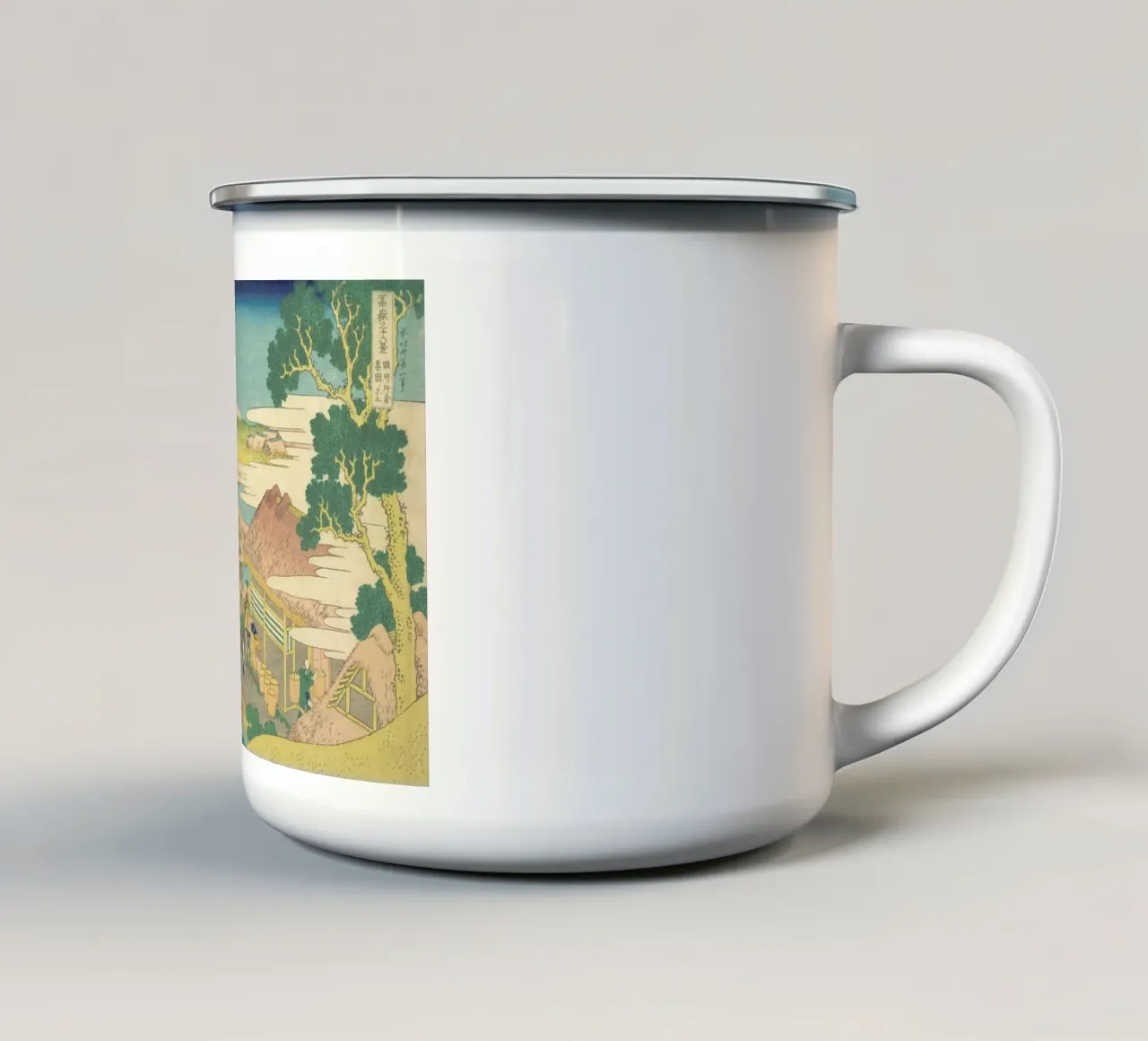 Hokusai - Fuji from the Katakura Tea Fields in Suruga tazza in smalto da ARTOTHEK