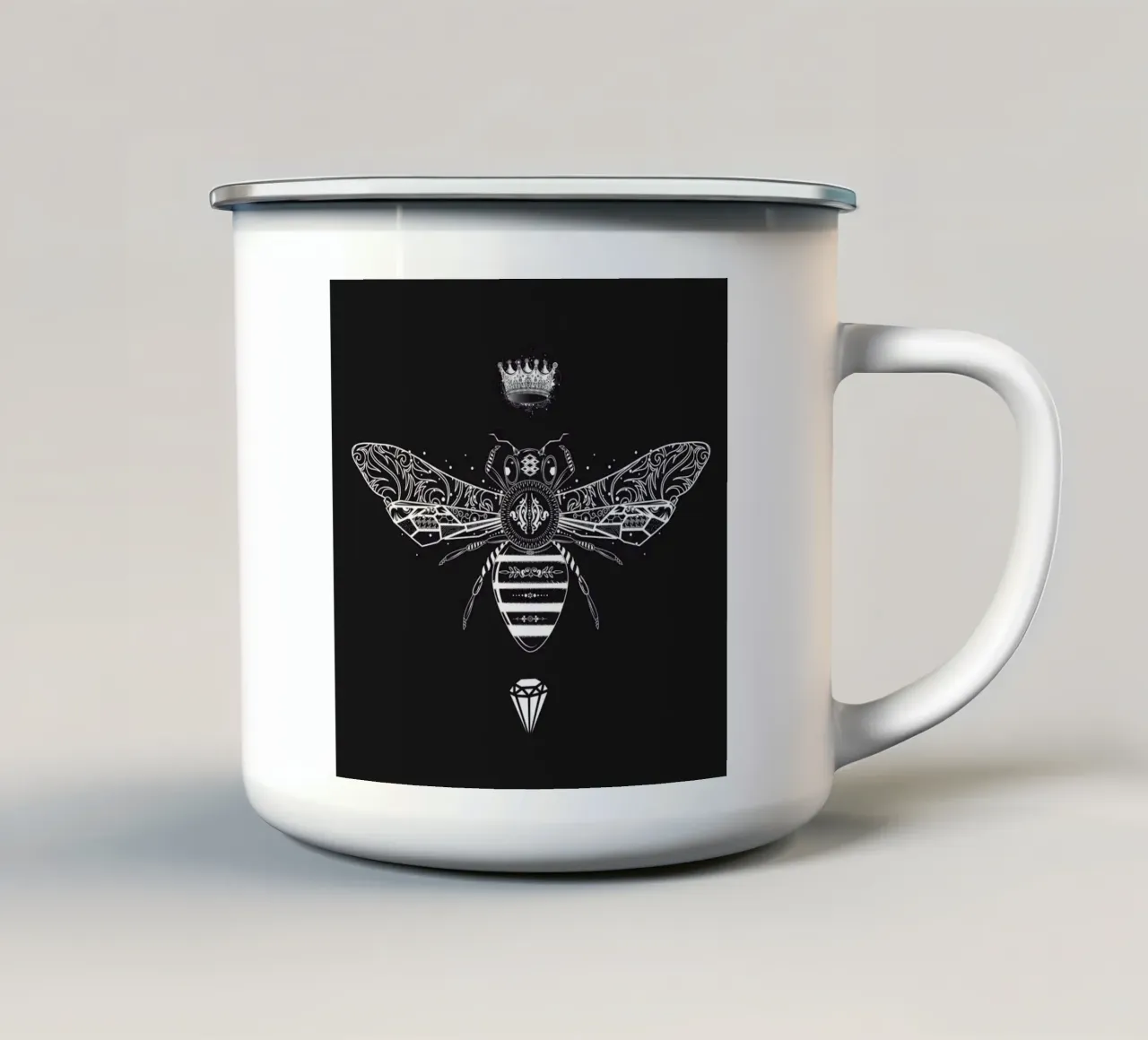 Ape ornamentale con corona e diamante tazza in smalto da NA/MO