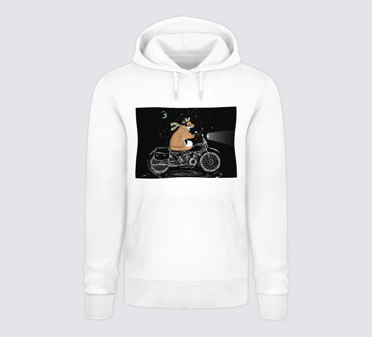Volpe avventurosa in moto - viaggio notturno felpa con cappuccio da NA/MO