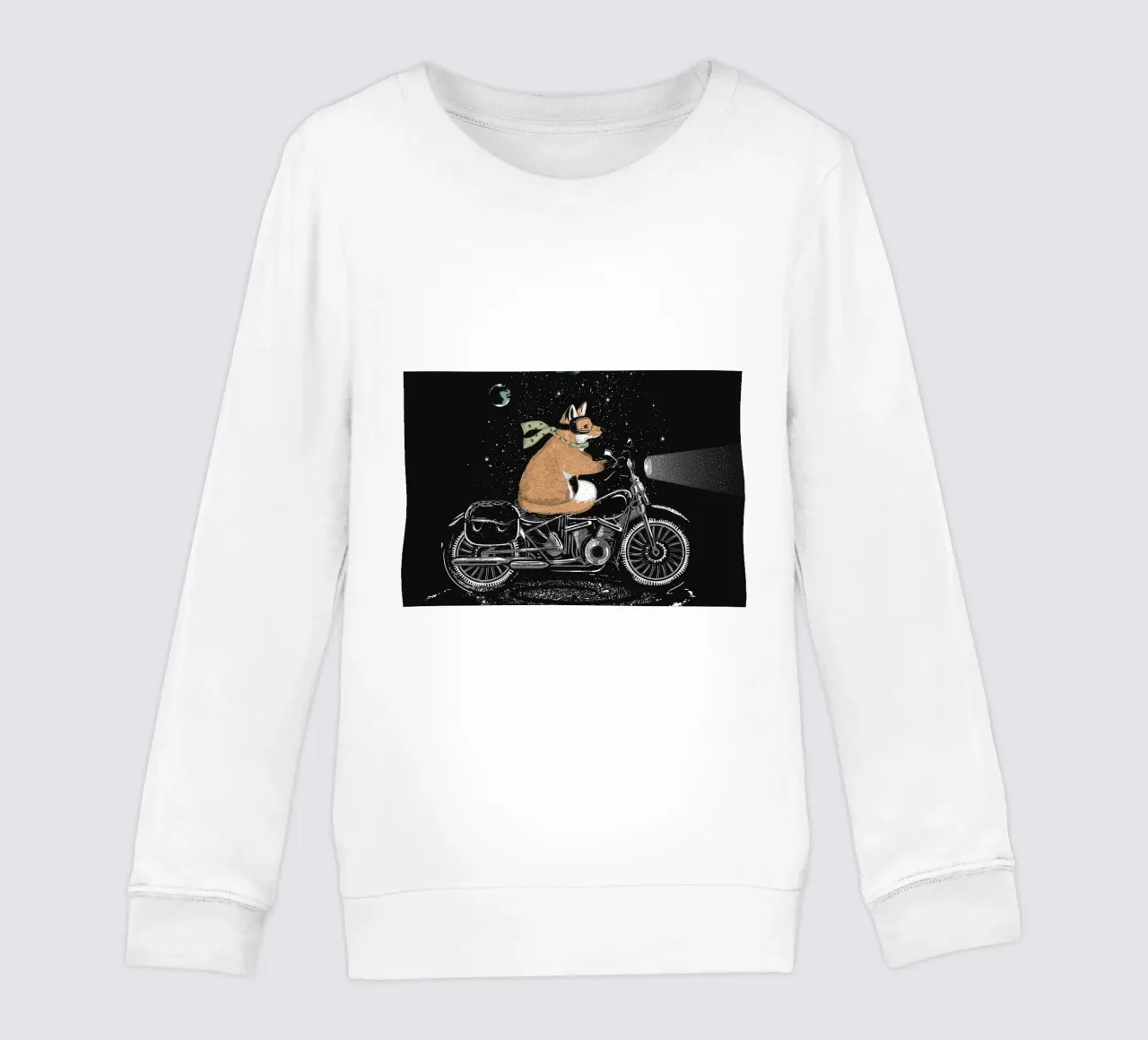 Volpe avventurosa in moto - viaggio notturno felpa bambino da NA/MO