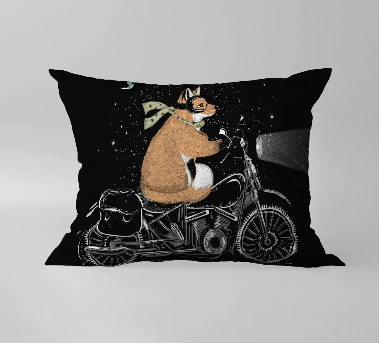 Volpe avventurosa in moto - viaggio notturno cuscino da NA/MO