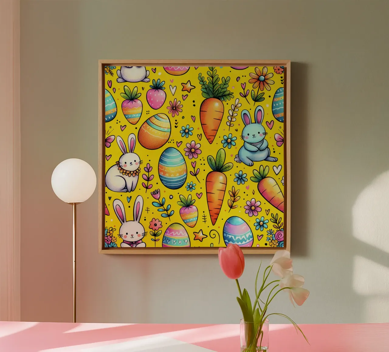 Paashaas krabbels canvas met Baklijst van Happy Littles