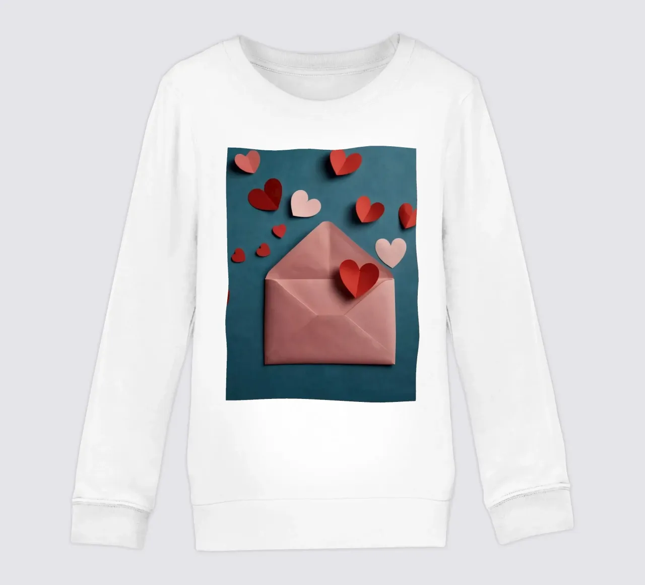 forme di cuore e una busta su uno sfondo strutturato felpa bambino da DesignDoodle