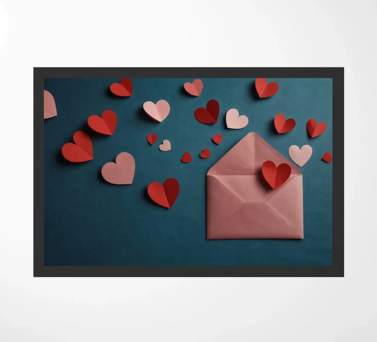 heart shapes and an envelope on a textured background doormat by DesignDoodle