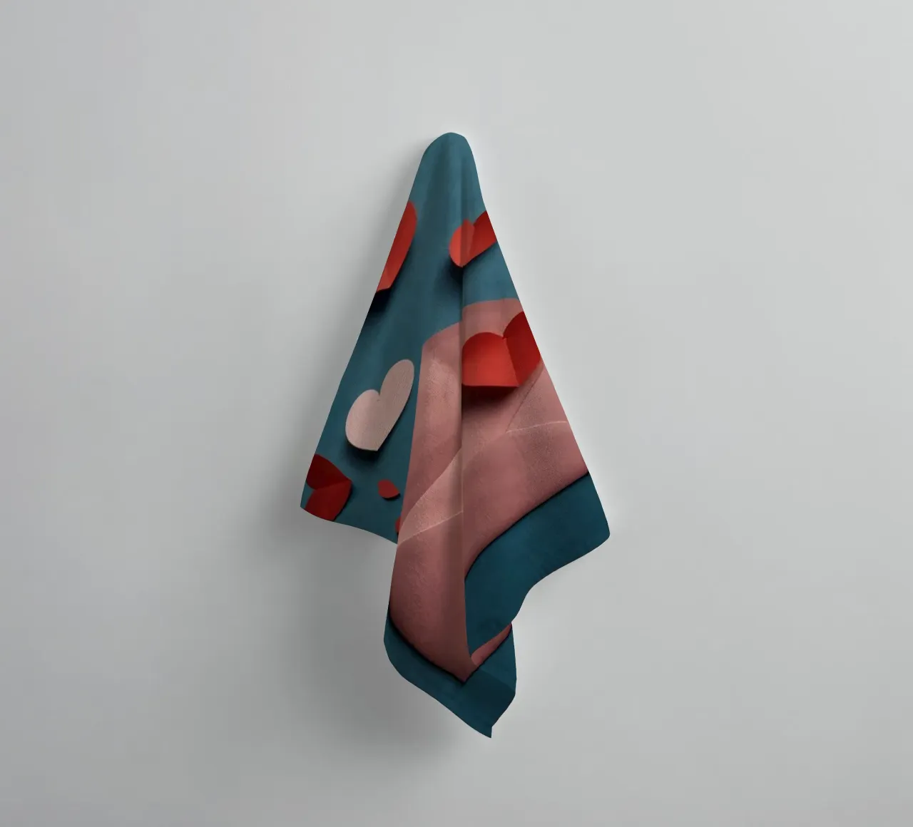 heart shapes and an envelope on a textured background towel by DesignDoodle