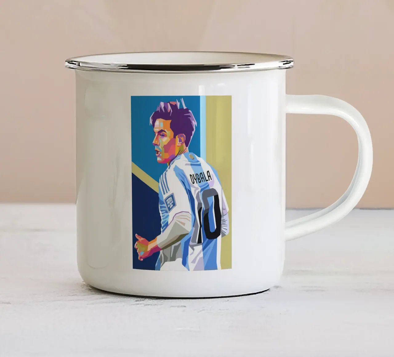 Paulo Dybala calciatore argentino tazza in smalto da Hantamrata