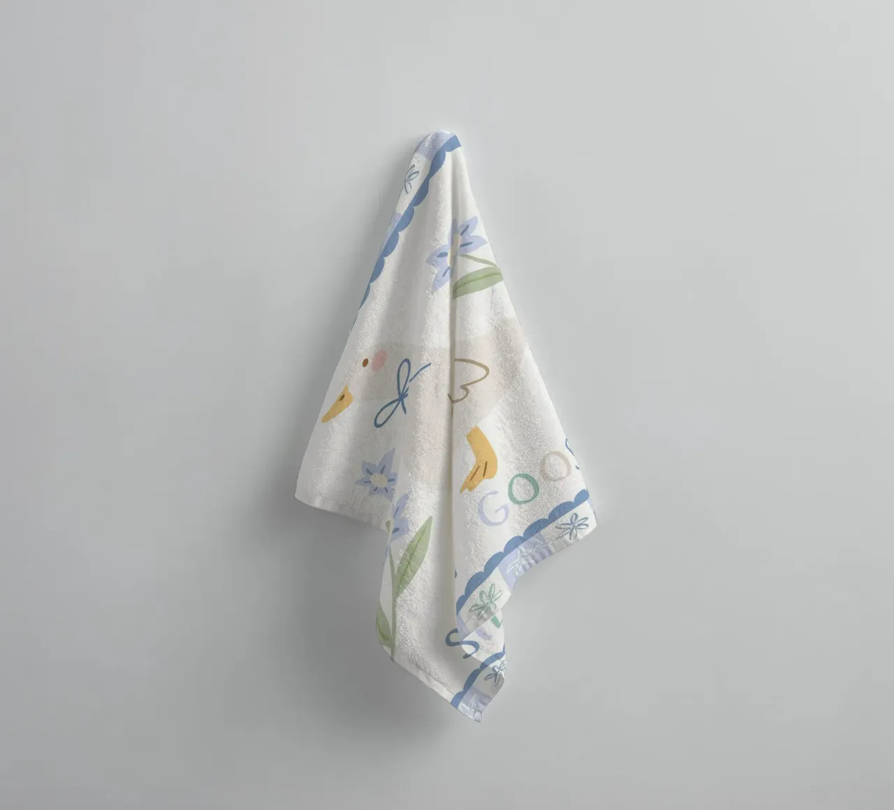 Dwaze Gans Blauw Print, Decor Speelkamer, Kinderkamer Print badhanddoek van SunshinePrints