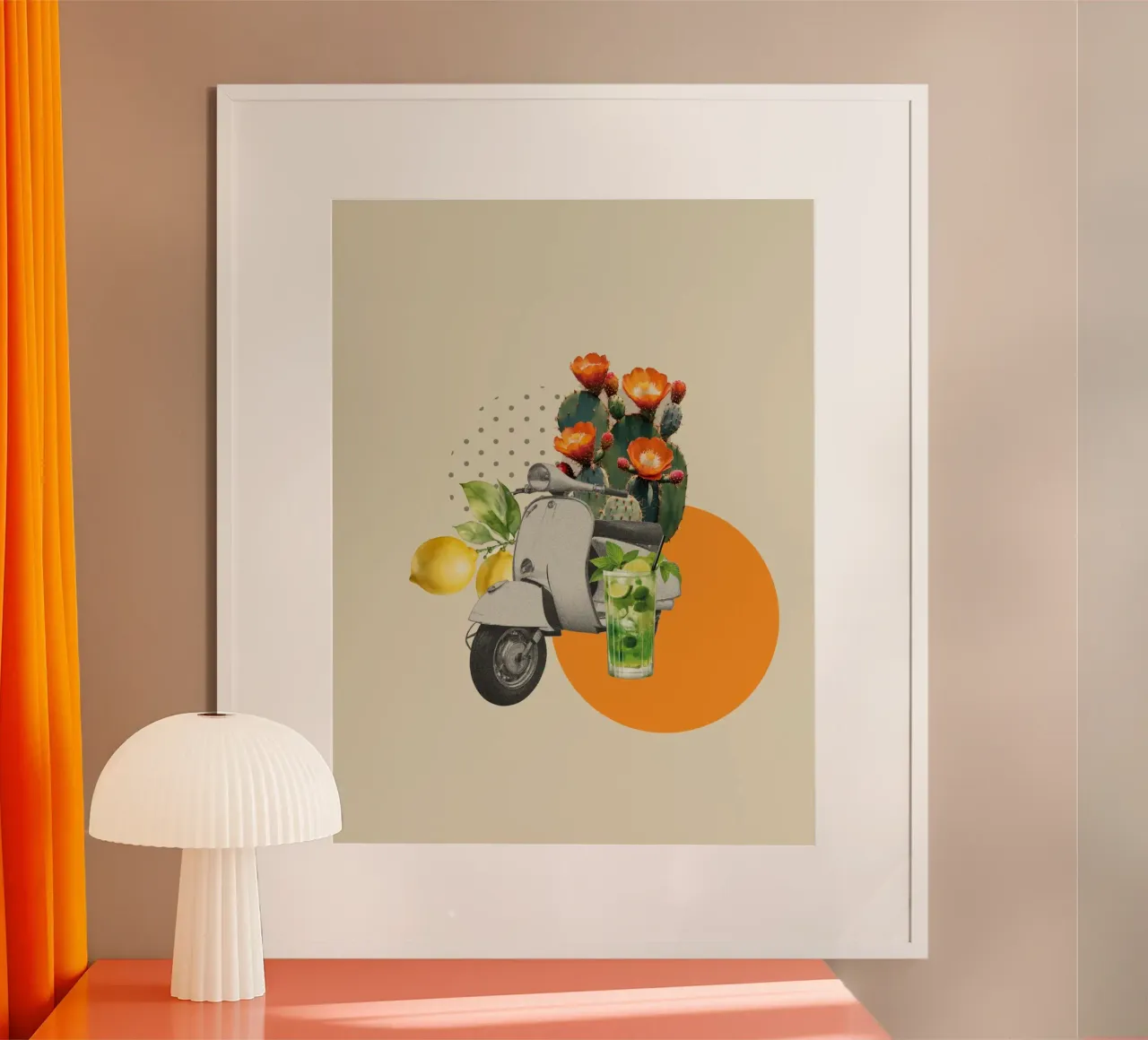 Italian Summer poster con telaio in alluminio da Indigo Rain