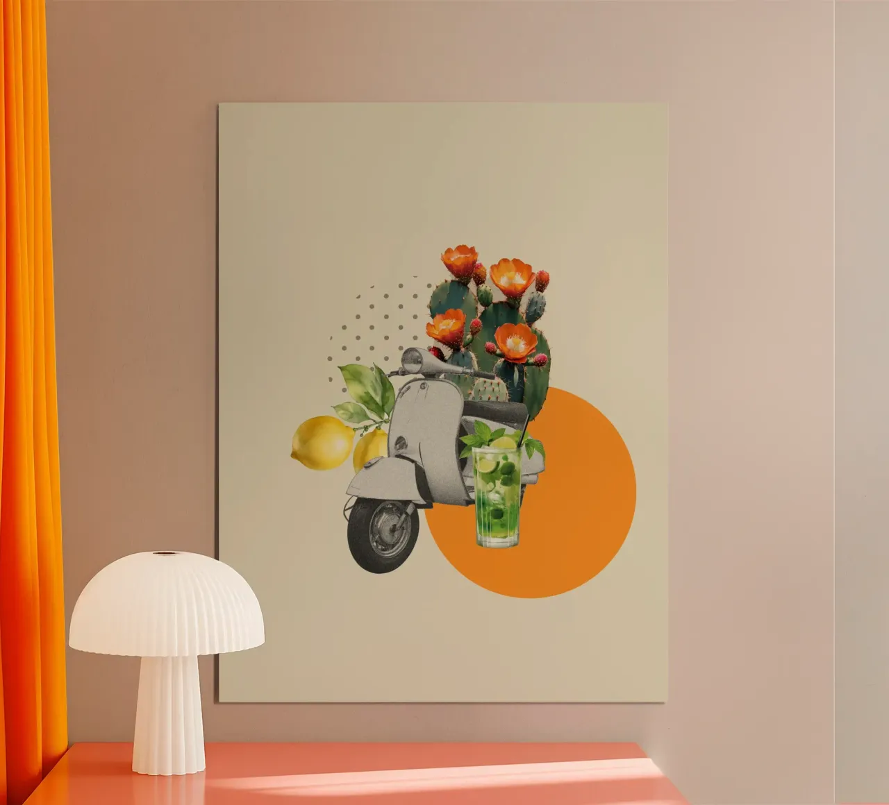 Italian Summer poster con telaio in alluminio da Indigo Rain