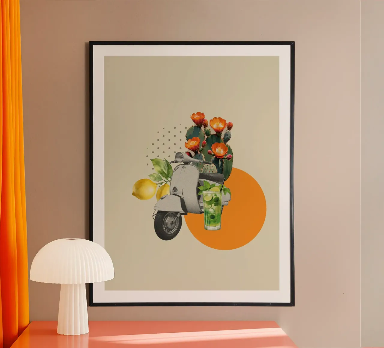 Italian Summer poster con telaio in alluminio da Indigo Rain