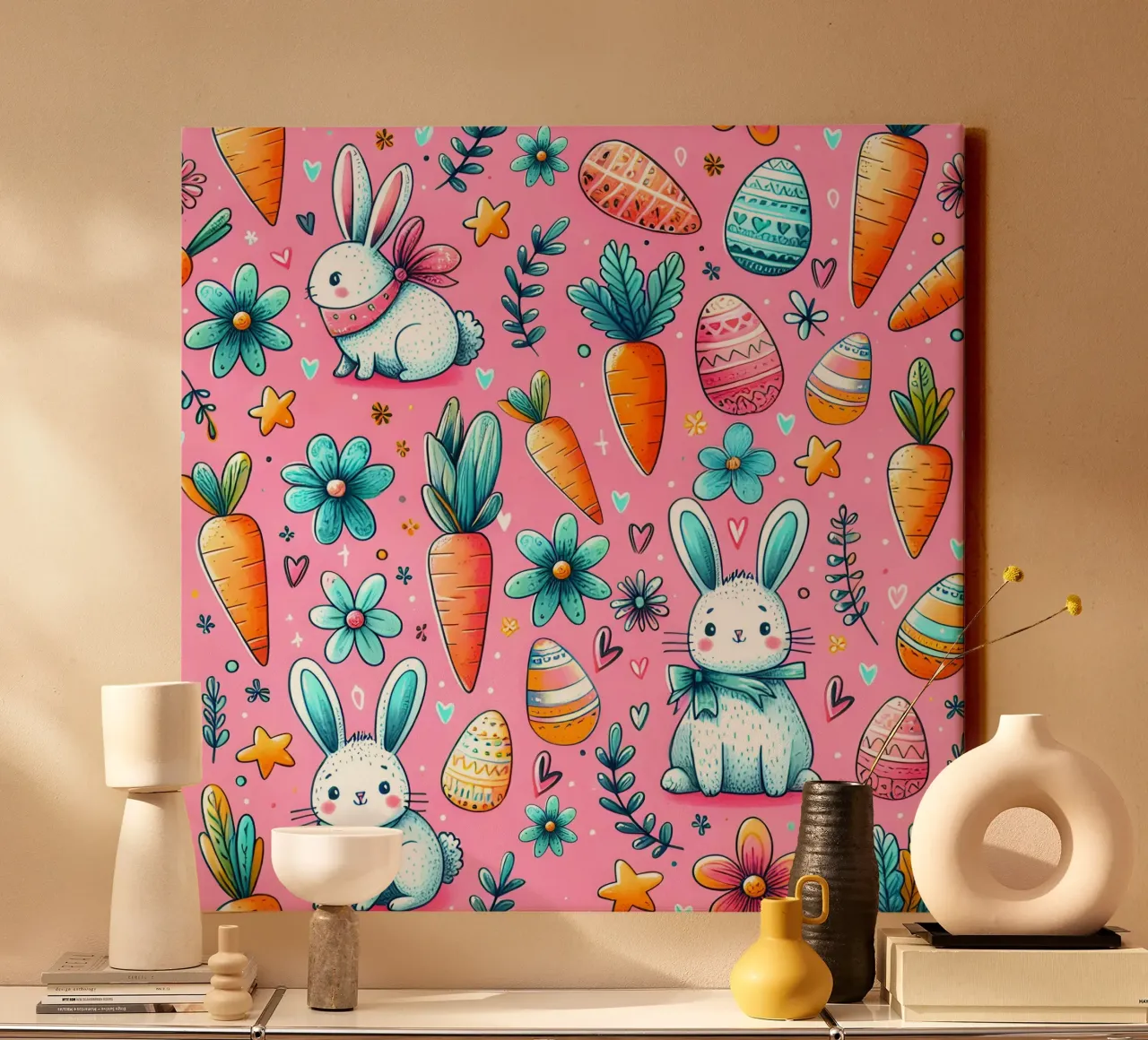 Paashaas krabbels canvas met Baklijst van Happy Littles