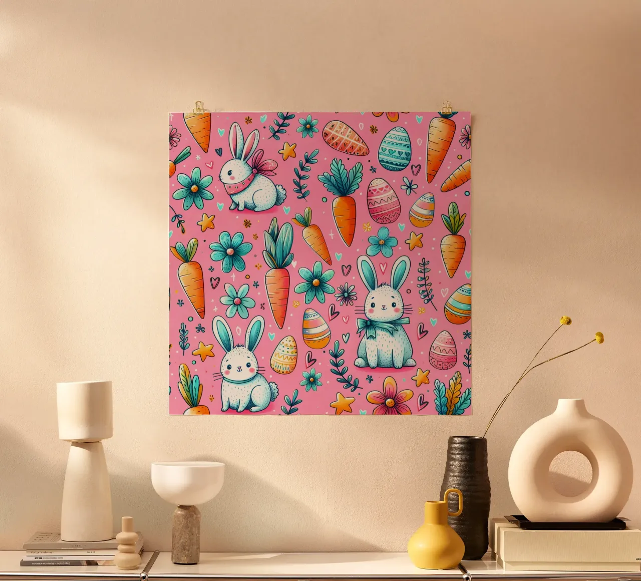 Scarabocchi del coniglietto di Pasqua poster da Happy Littles