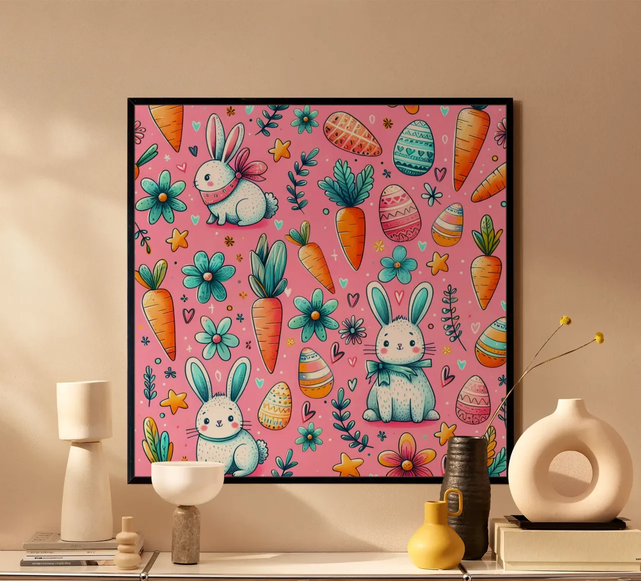 Scarabocchi del coniglietto di Pasqua poster da Happy Littles