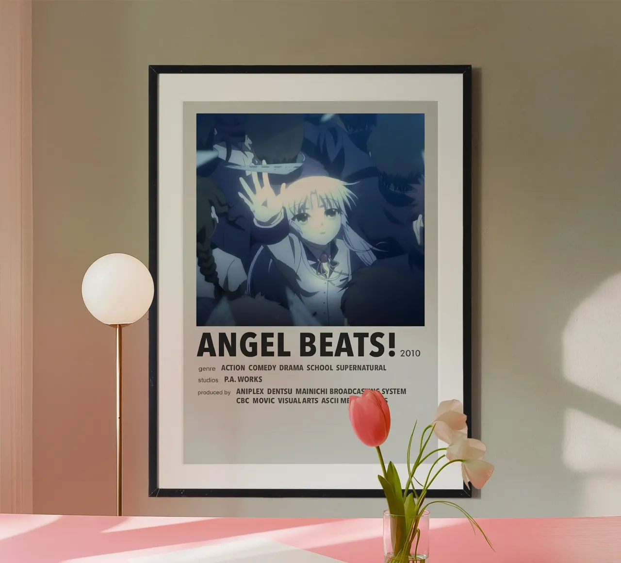 ANGEL BEATS! 2010 poster con telaio in legno da Totoya