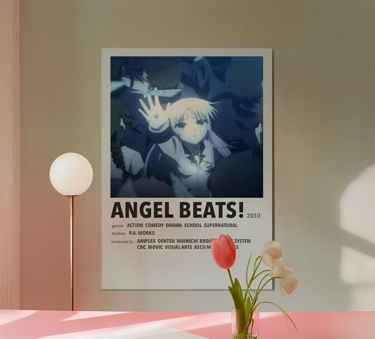 ANGEL BEATS! 2010 poster con telaio in legno da Totoya