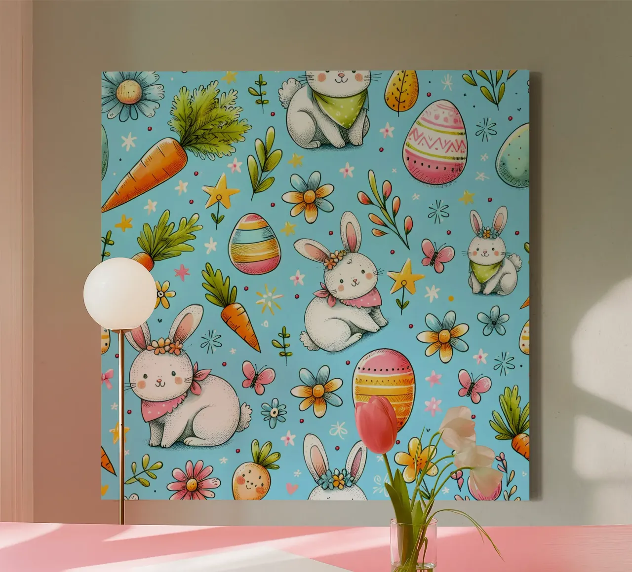 Paashaas krabbels canvas met Baklijst van Happy Littles