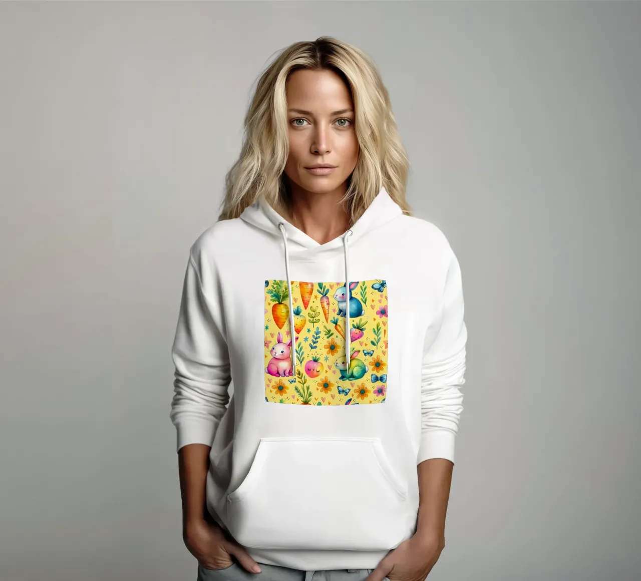 Garabatos del conejo de Pascua sudadera con capucha de Happy Littles
