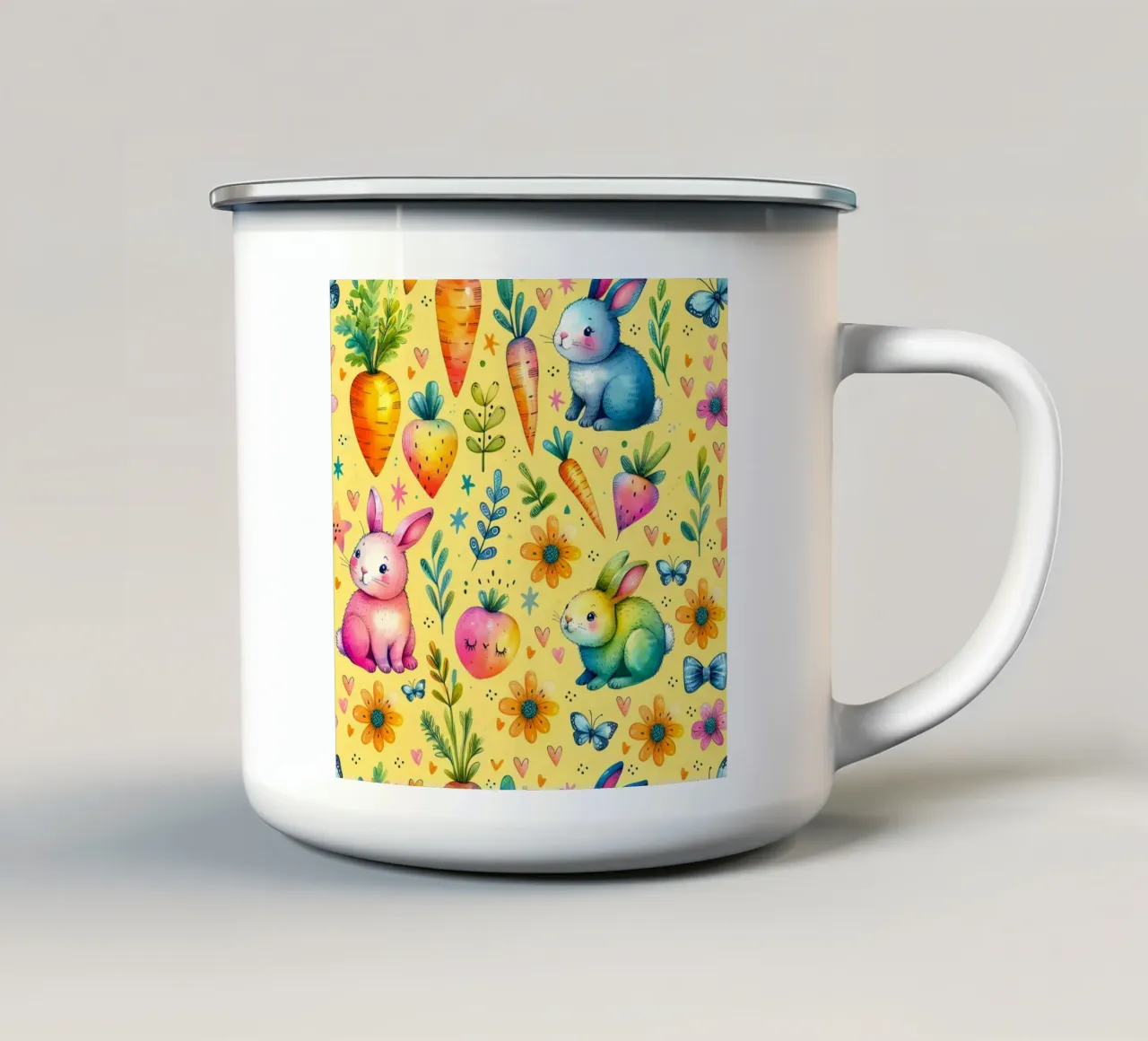 Scarabocchi del coniglietto di Pasqua tazza in smalto da Happy Littles